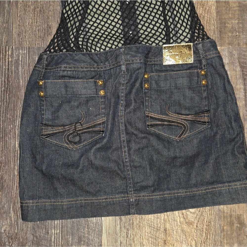 Sean John Y2k Mesh Back Mini Jean Dress - Picture 9 of 12